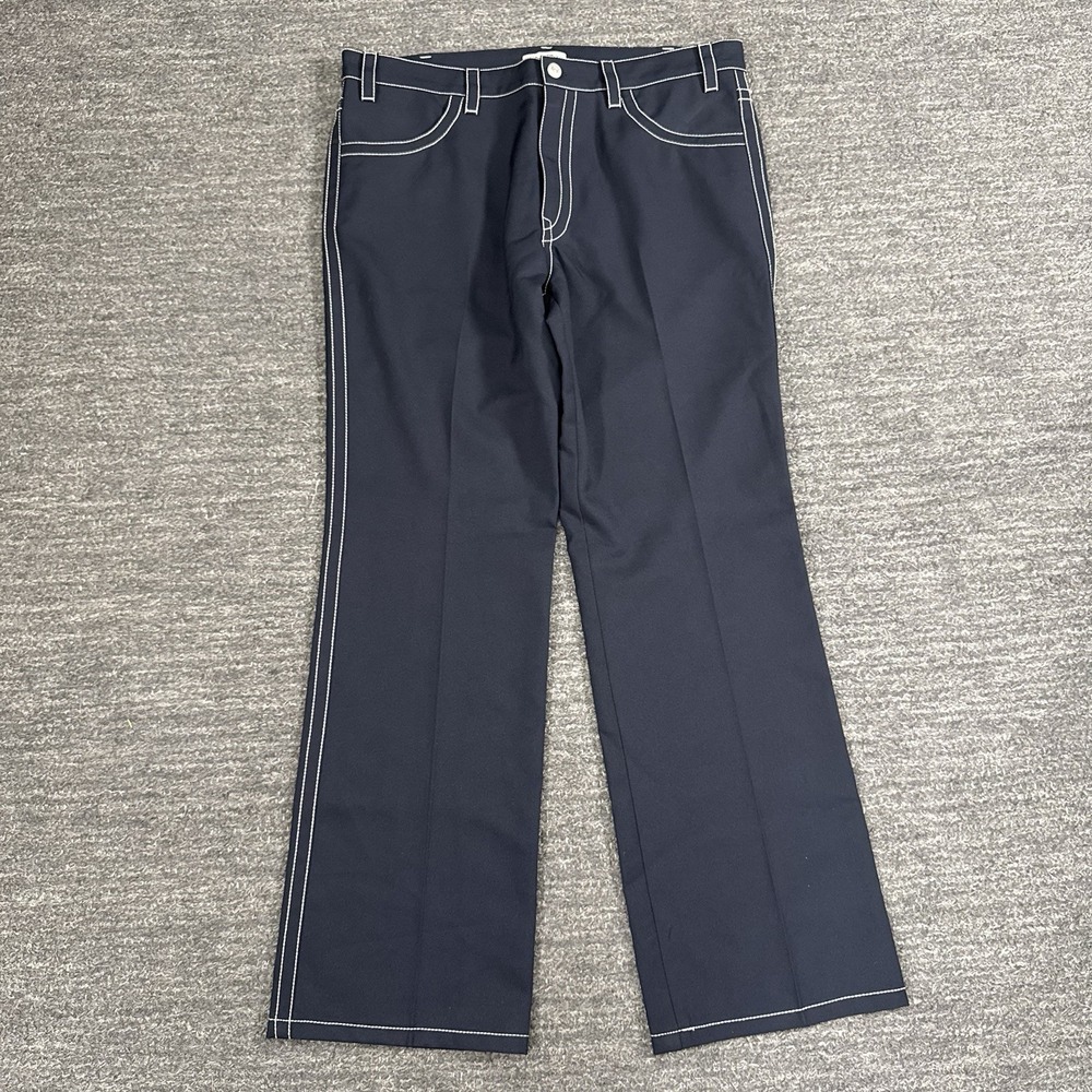 Sandro Paris Pants Mens EU44 36x31 Blue Navy Twill straight Leg Stitch Luxury